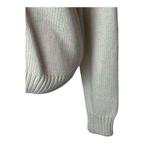 Chaus Sweater Women Medium Ivory Knit Lace Collar Button Front Vintage Cardigan - Picture 6 of 12